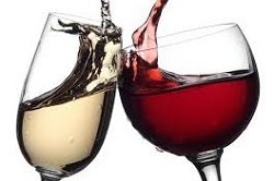 Image of two glasses with Red and White wine inside depicting fine wines.