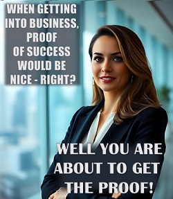 Confident and successful business woman stating that she will show you the proof