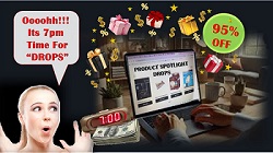 Image of a lady excited about 7pm for great deals on product spotlight drops. What are Fun Saver Network Drops and how do they work?