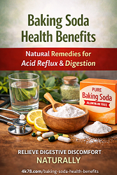 Pinterest image showing baking soda health benefits for digestive health and acid reflux