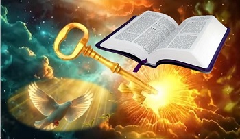 The Hody Bible, a Key and a Dove representing the slogan Soul Food is the Key of Life.