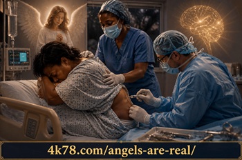 My personal experience with an angel during childbirth as doctors and a nurse assist with a difficult delivery while providing comfort and care in the hospital.