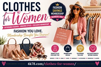 Clothes for women fashion savings membership featuring stylish apparel, handbags, shoes, and accessories with an exclusive membership program for fashion savings and retail therapy shopping bargains for women.
