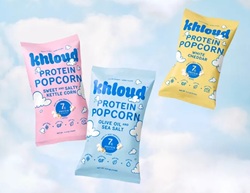 Three different flavors of Khloud Protein Popcorn for a healthy popcorn snack.