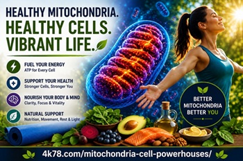 Mitochondria supporting cellular health and energy production in the body.